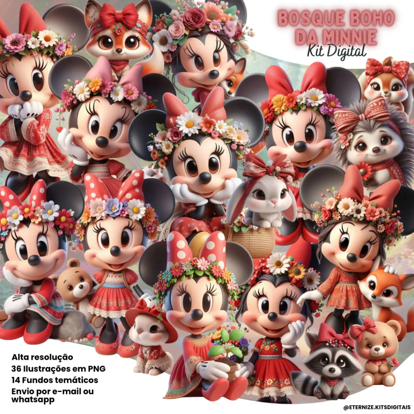 Kit Digital Bosque Boho da Minnie 24 1