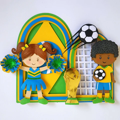 Arquivo de Corte Topo de Bolo Futebol Copa Menina Menino 96