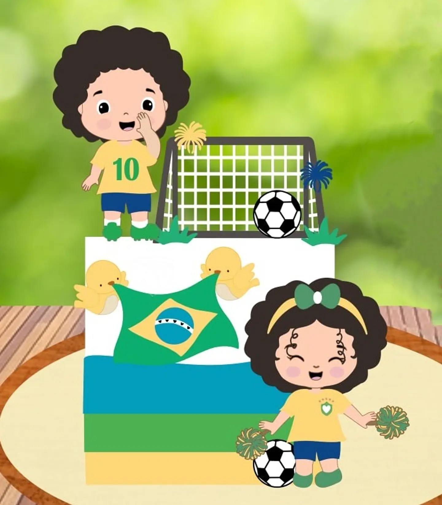 Arquivo de Corte Topo de Bolo Futebol Copa Menina Menino 94 1
