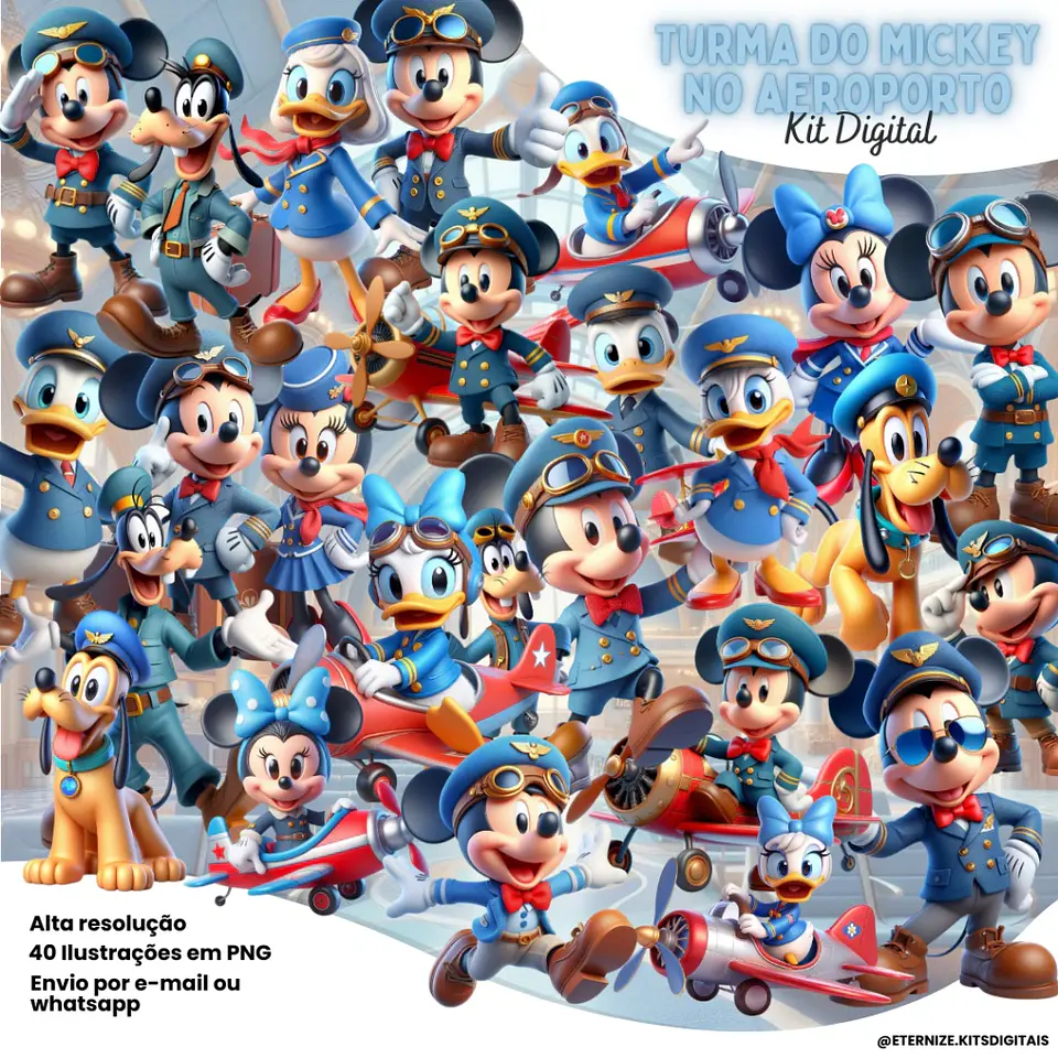 Kit Digital Turma do Mickey No Aeroporto 100 1