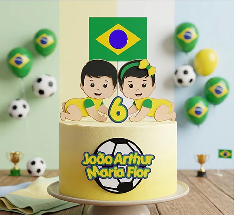 Arquivo de Corte Topo de Bolo Futebol Copa Menina Menino 99