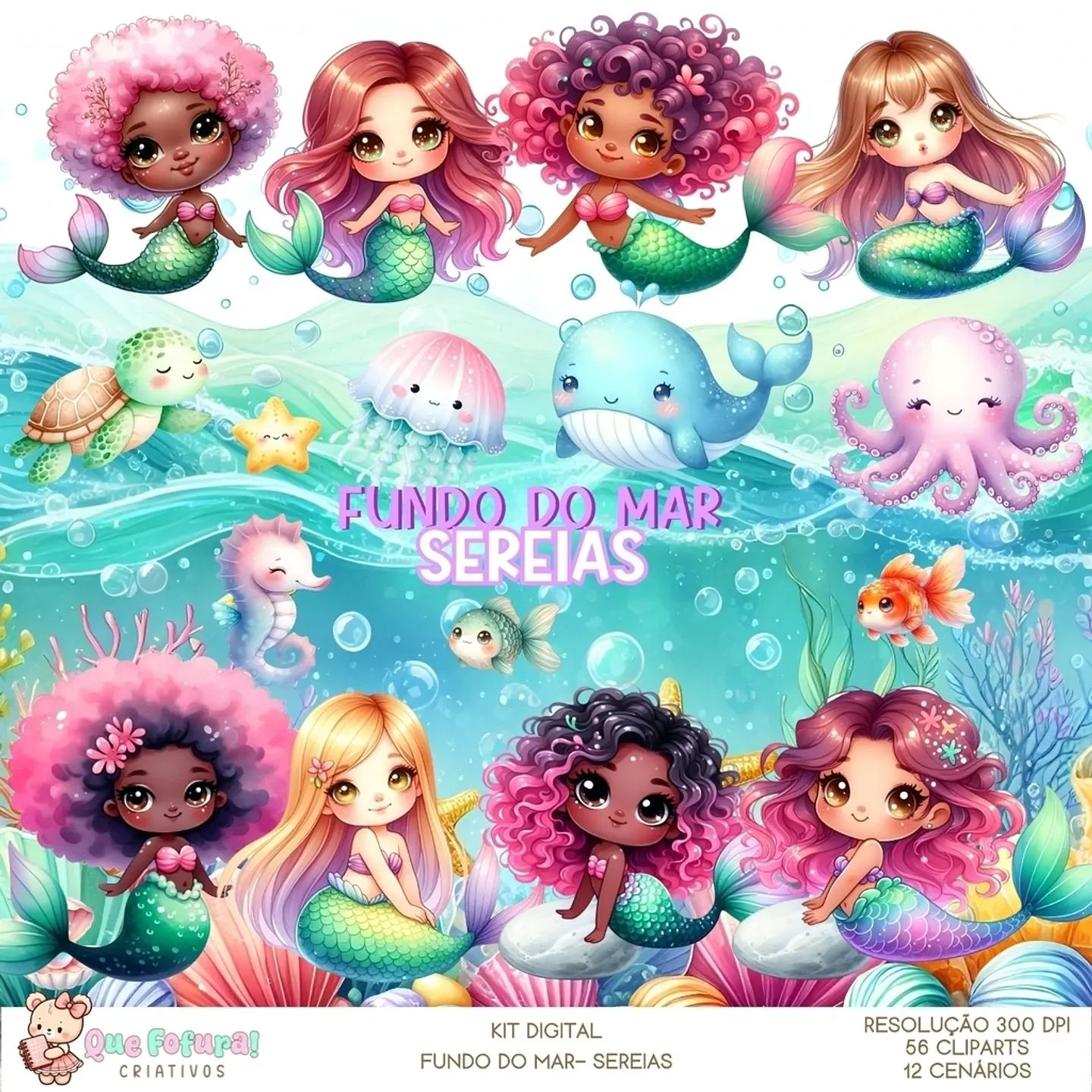 Kit Digital Fundo do Mar Sereias 36 1