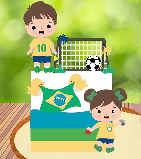 Arquivo de Corte Topo de Bolo Futebol Copa Menina Menino 93