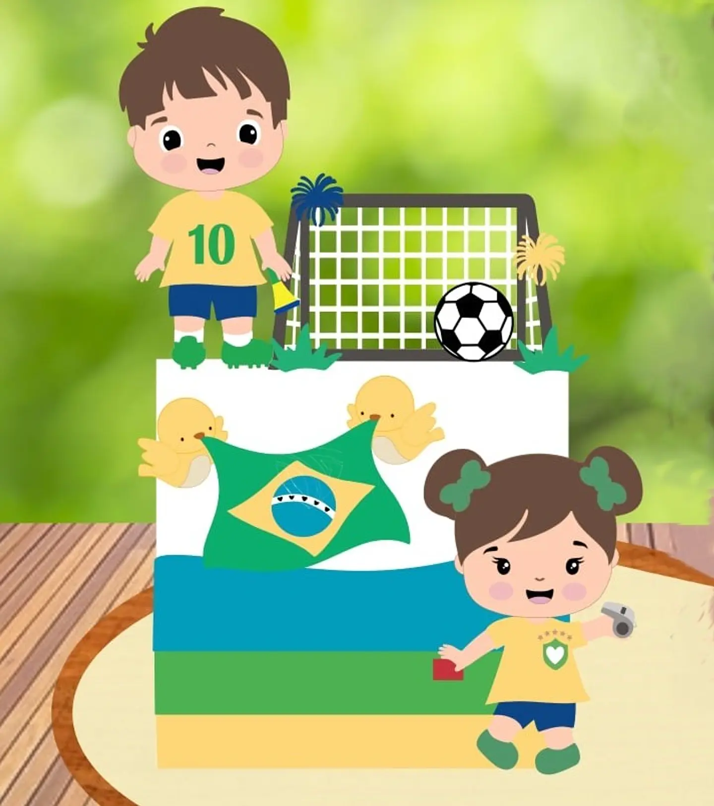 Arquivo de Corte Topo de Bolo Futebol Copa Menina Menino 93 1