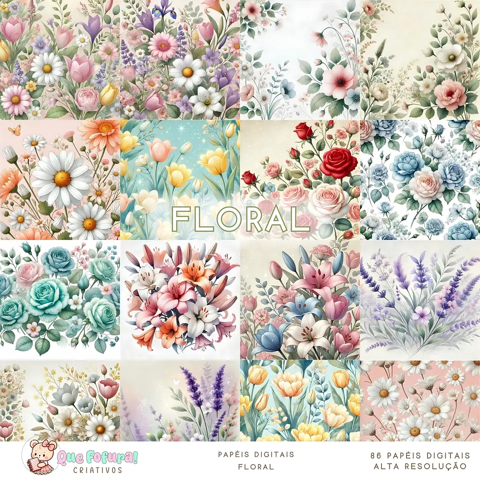 Kit Digital Papéis Floral 79 1