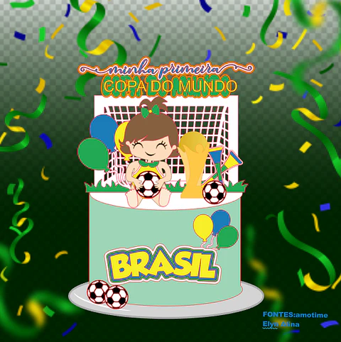 Arquivo de Corte Topo de Bolo Futebol Copa Menina 70