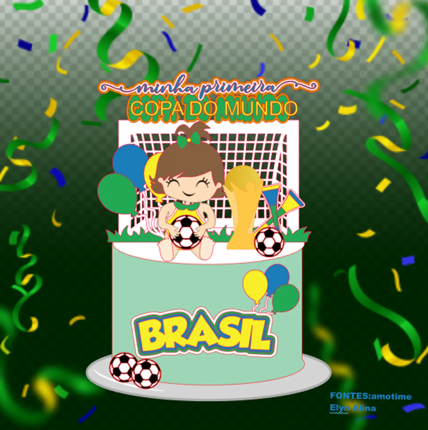 Arquivo de Corte Topo de Bolo Futebol Copa Menina 70 1