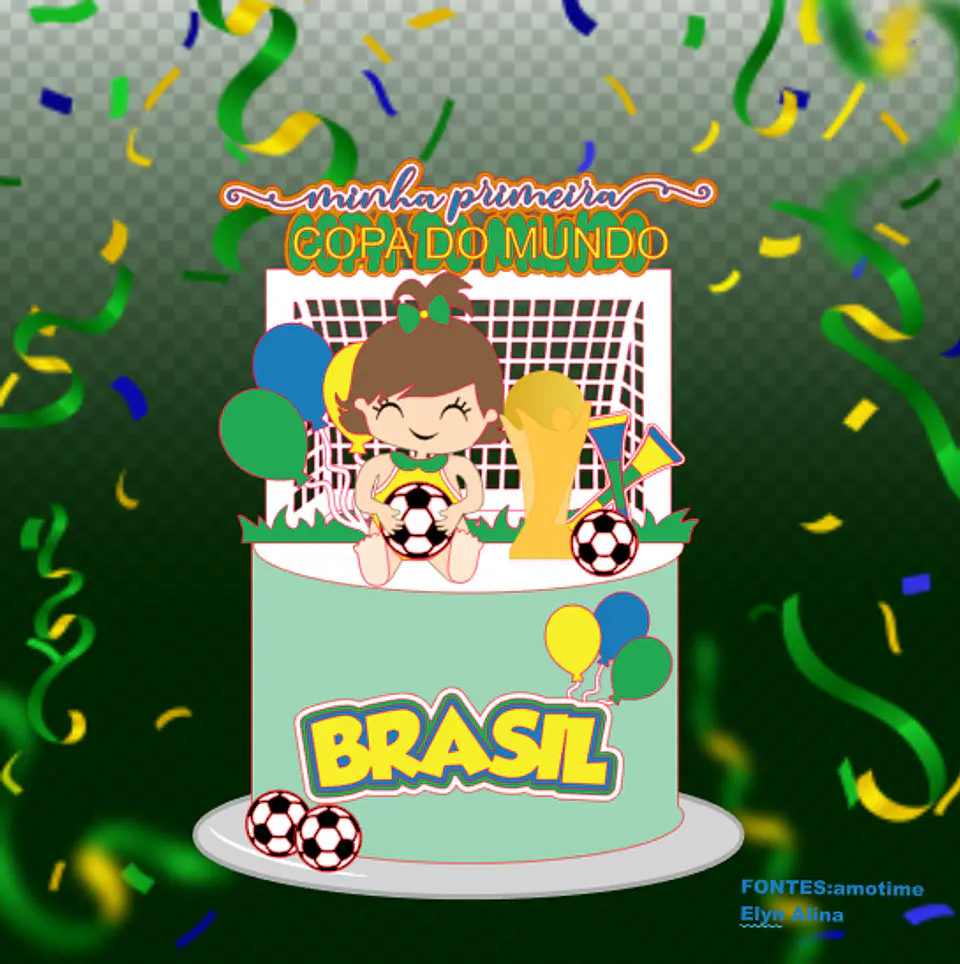 Arquivo de Corte Topo de Bolo Futebol Copa Menina 70 1