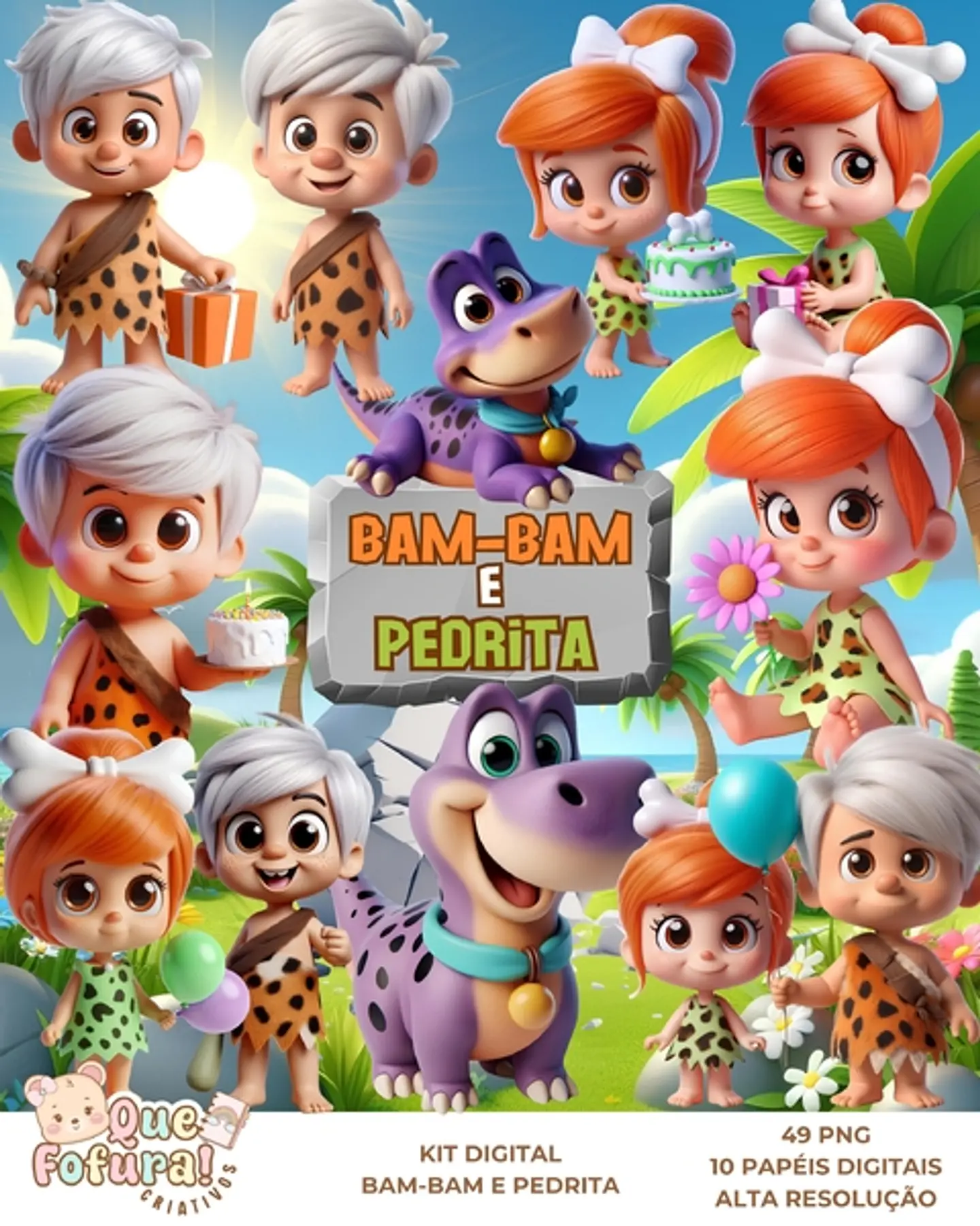 Kit Digital Bambam e Pedrita os Flintstones 10 1