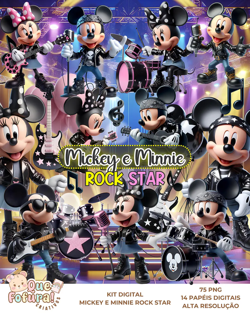 Kit Digital Mickey e Minnie Rock Star 65 1