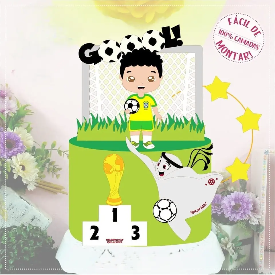 Arquivo de Corte Topo de Bolo Futebol Copa 100 1