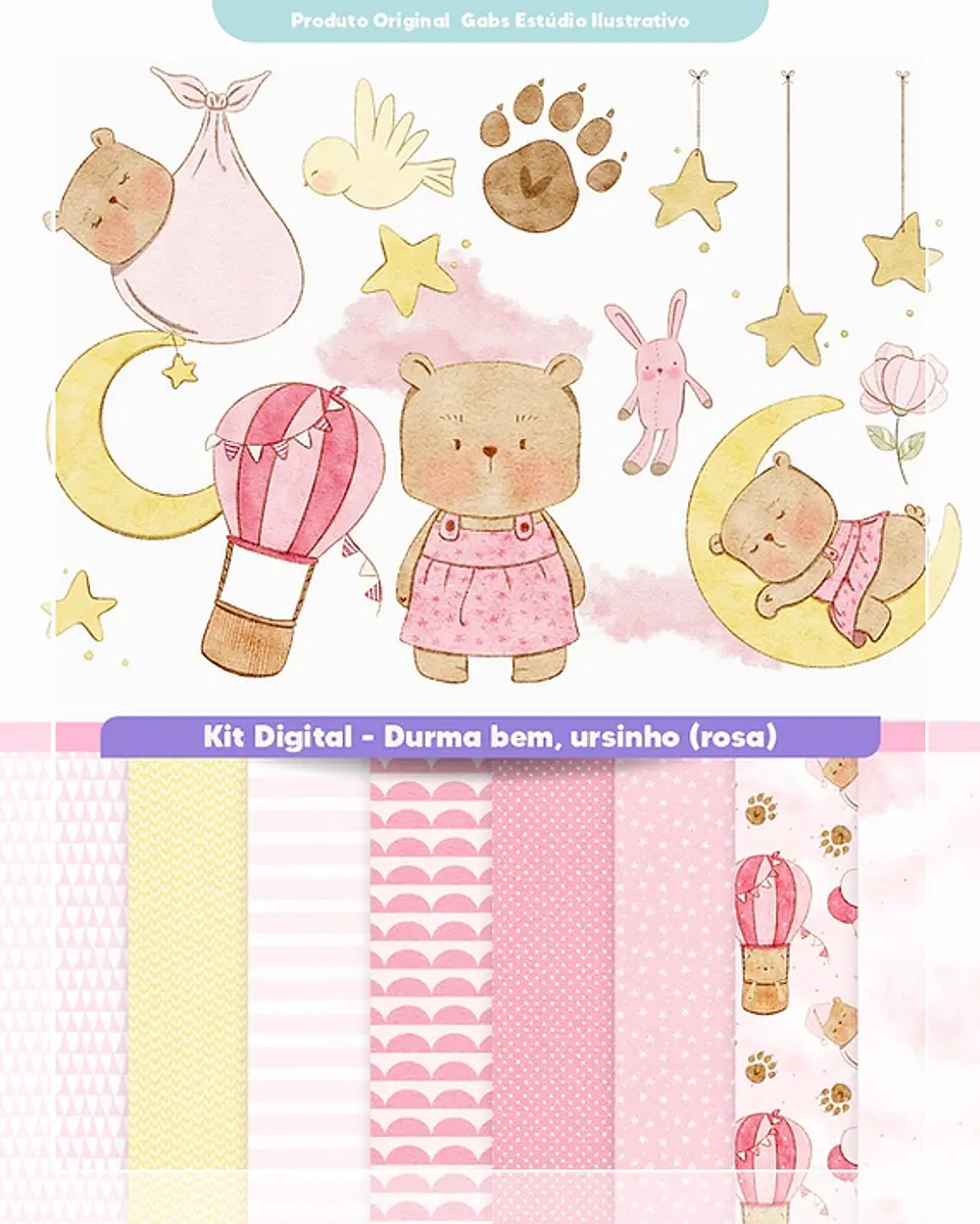 Kit Digital Gabs Durmabemursinho Rosa 22 1