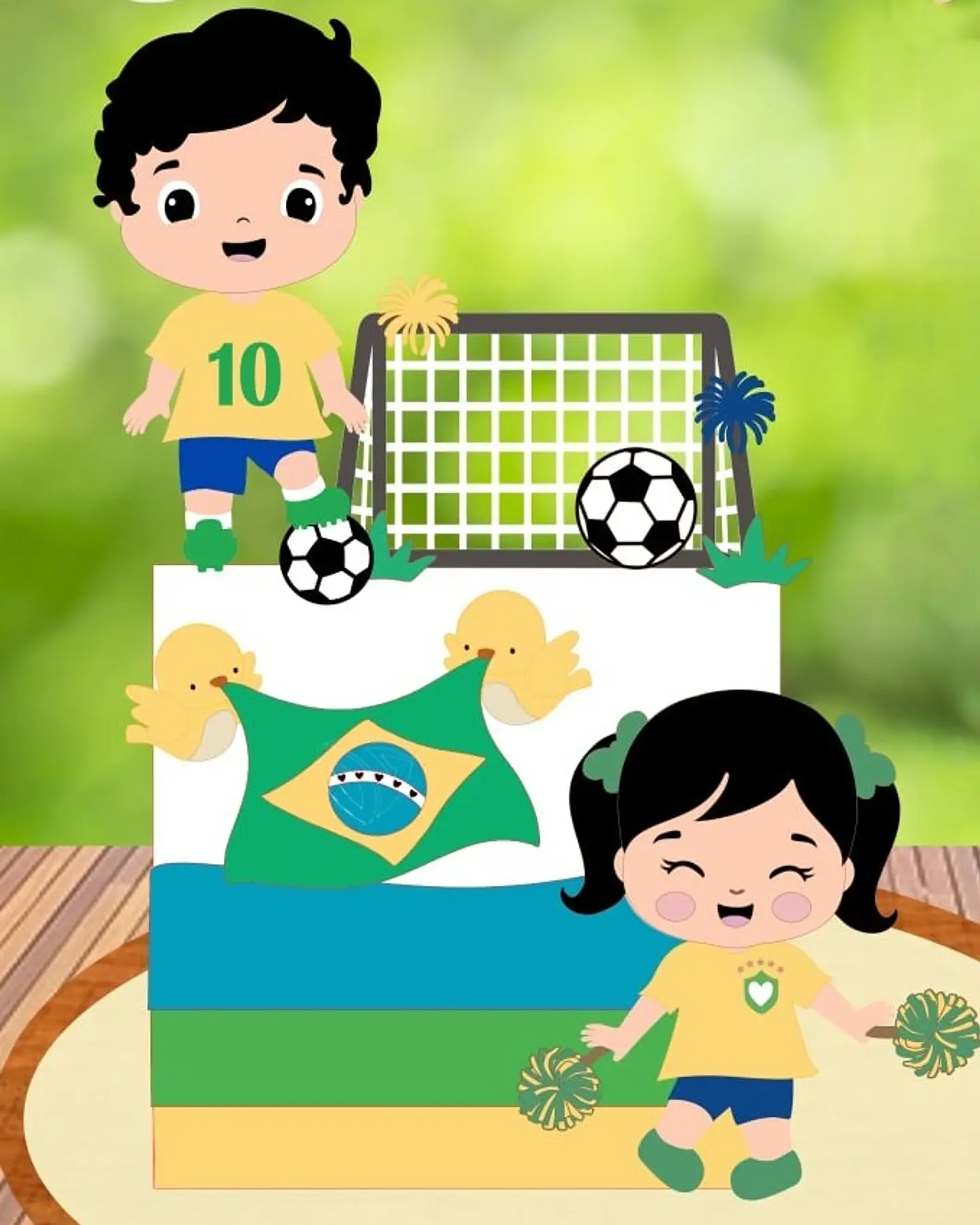 Arquivo de Corte Topo de Bolo Futebol Copa Menina Menino 92 1