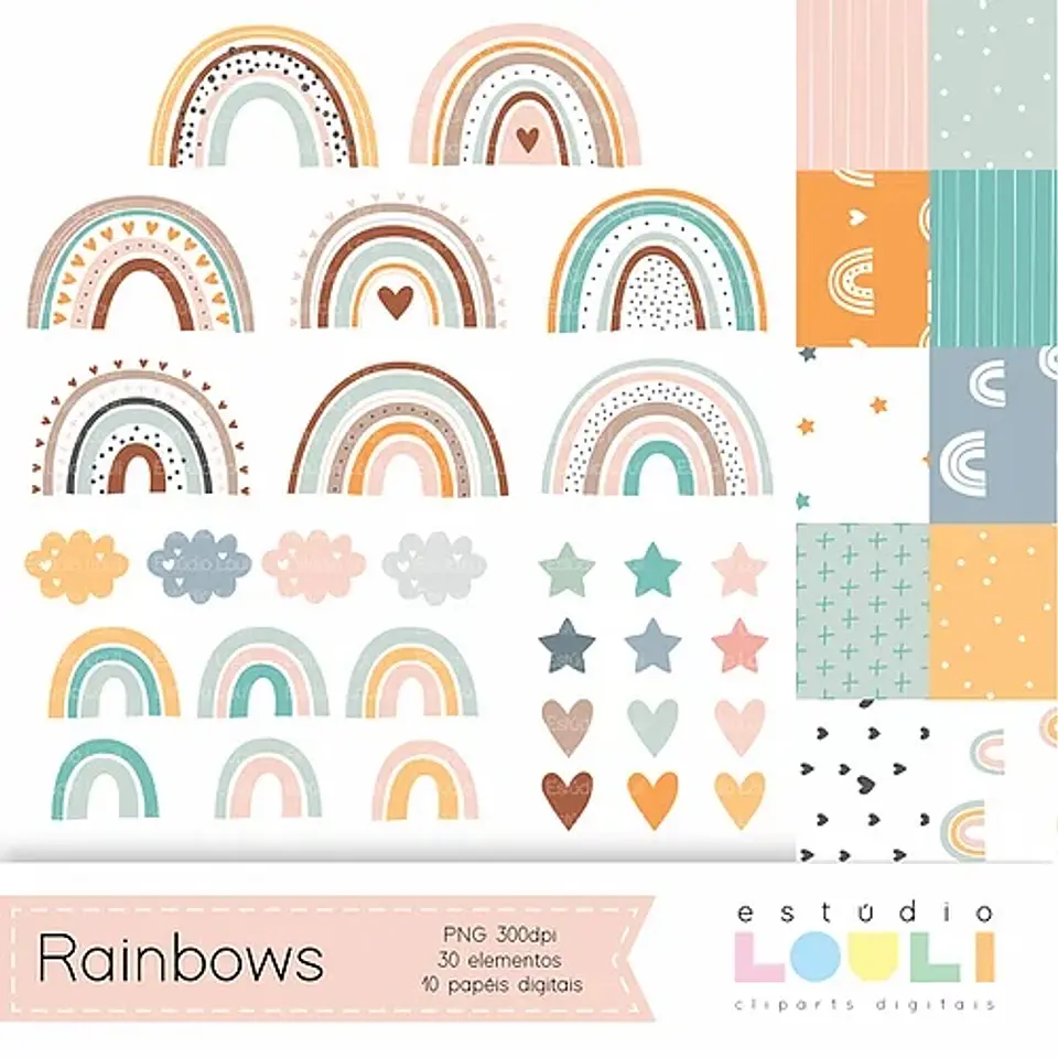 Kit Digital Arco Iris Boho 1 1