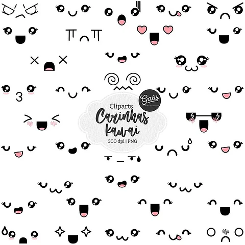 Kit Digital Carinhas Kawaii Cliparts 37