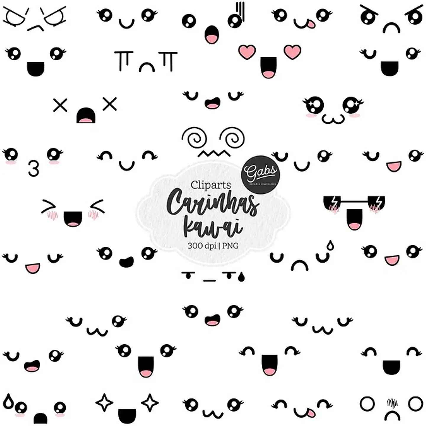 Kit Digital Carinhas Kawaii Cliparts 37 1