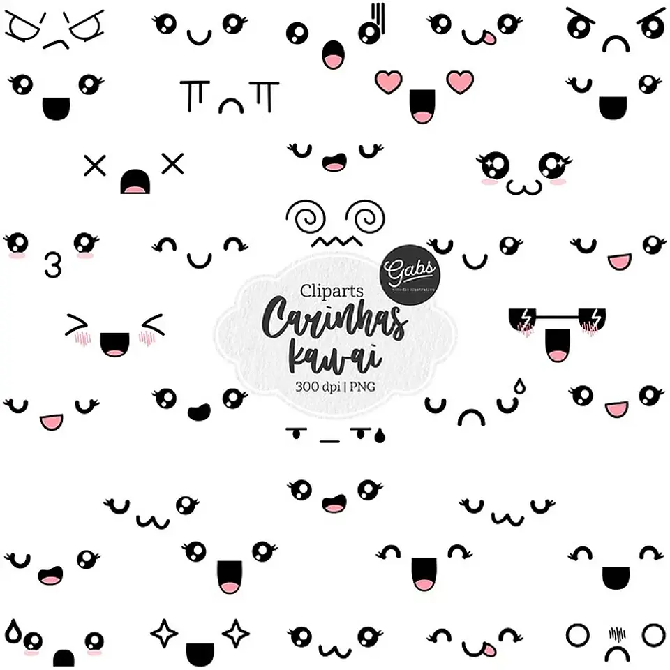 Kit Digital Carinhas Kawaii Cliparts 37 1
