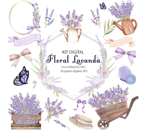 Kit Digital Floral Lavanda 23