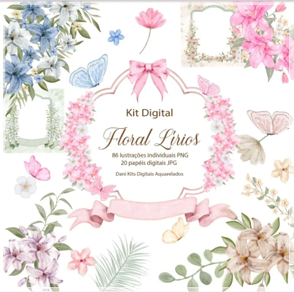 Kit Digital Floral Lírios 6 1
