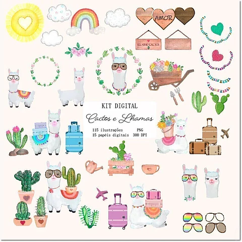 Kit Digital Cactos e Lhamas 3