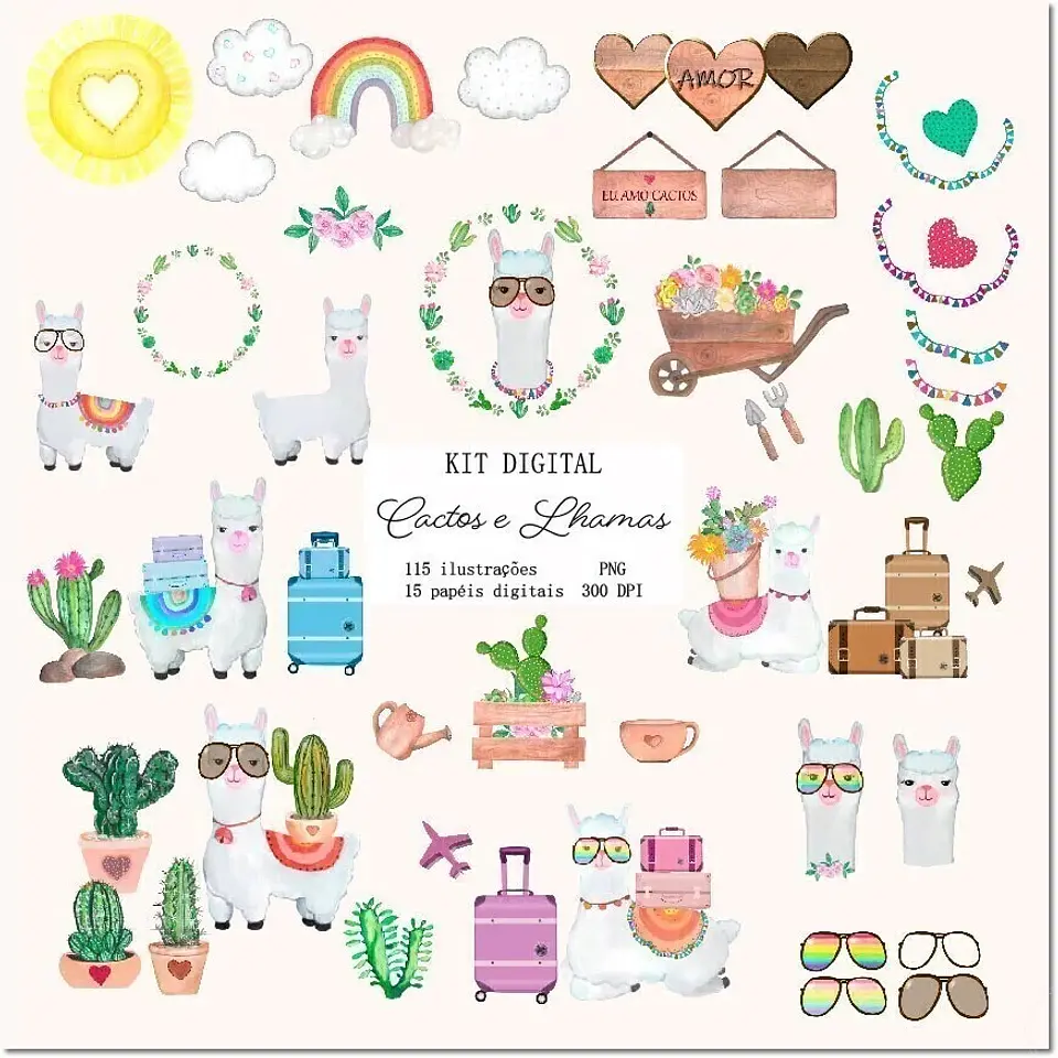 Kit Digital Cactos e Lhamas 3 1