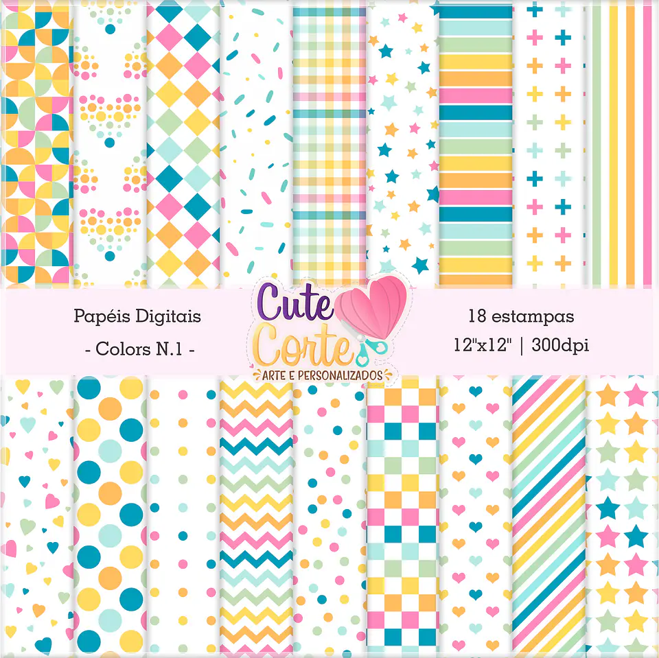 Kit Digital Papéis Color 12 1