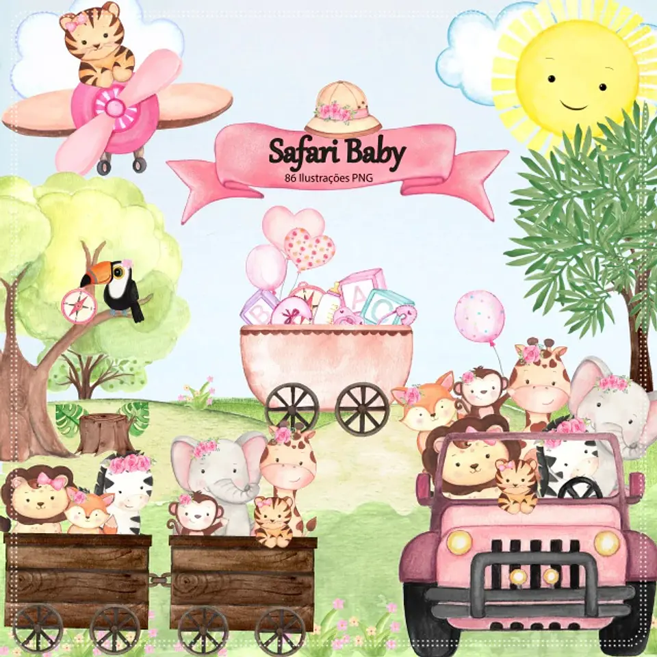 Kit Digital Safari Baby Menino 19 1