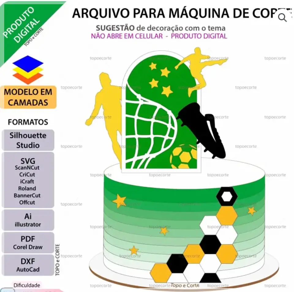 Arquivo de Corte Topo de Bolo Futebol 77 1