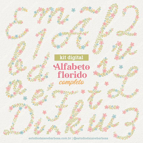 Kit Digital Alfabeto Florido 8