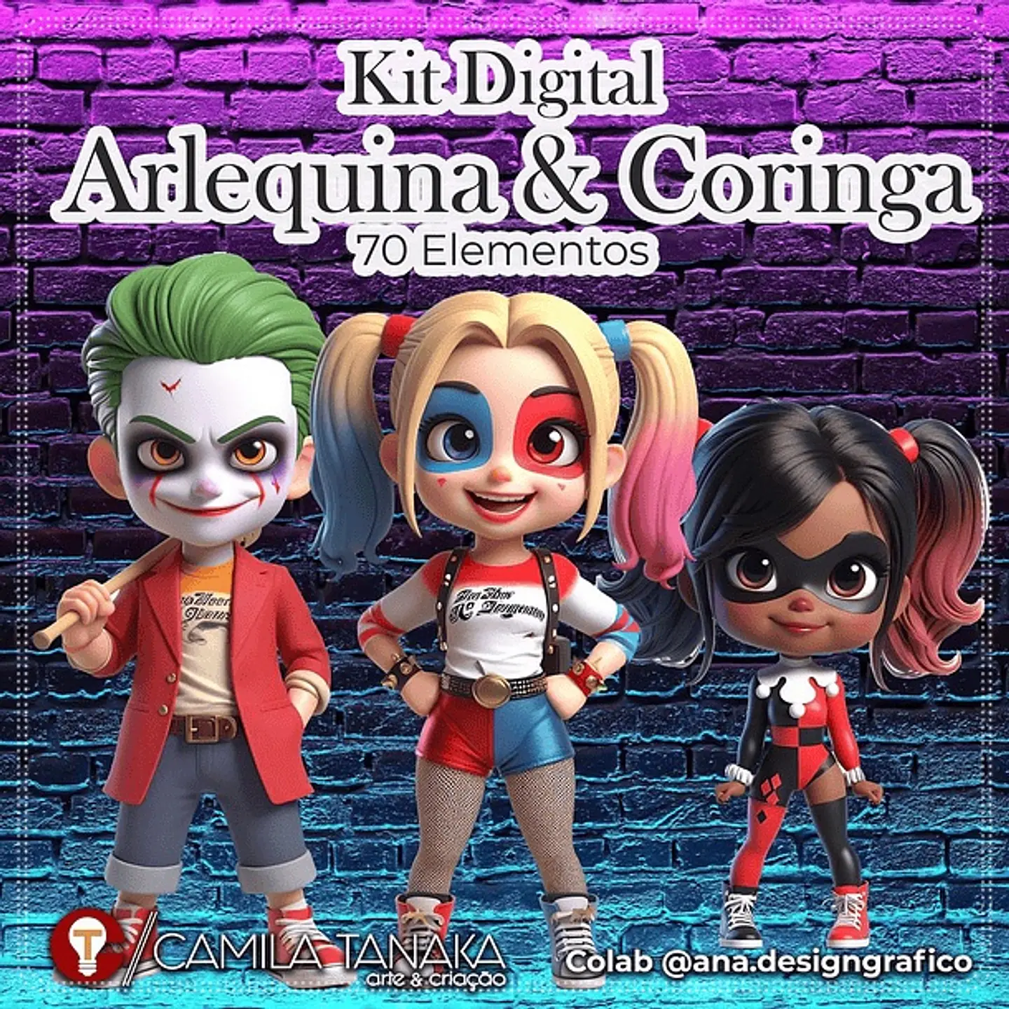 Kit Digital 120 Arlequina e Coringa 1 1