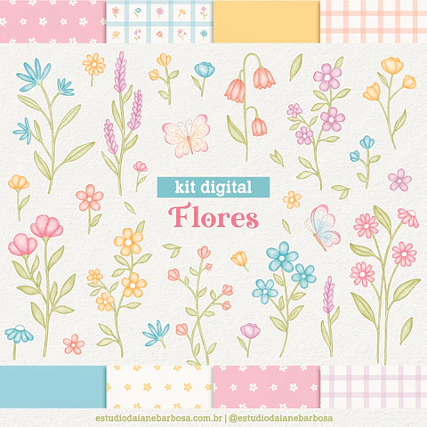 Kit Digital Flores Aquarela 4