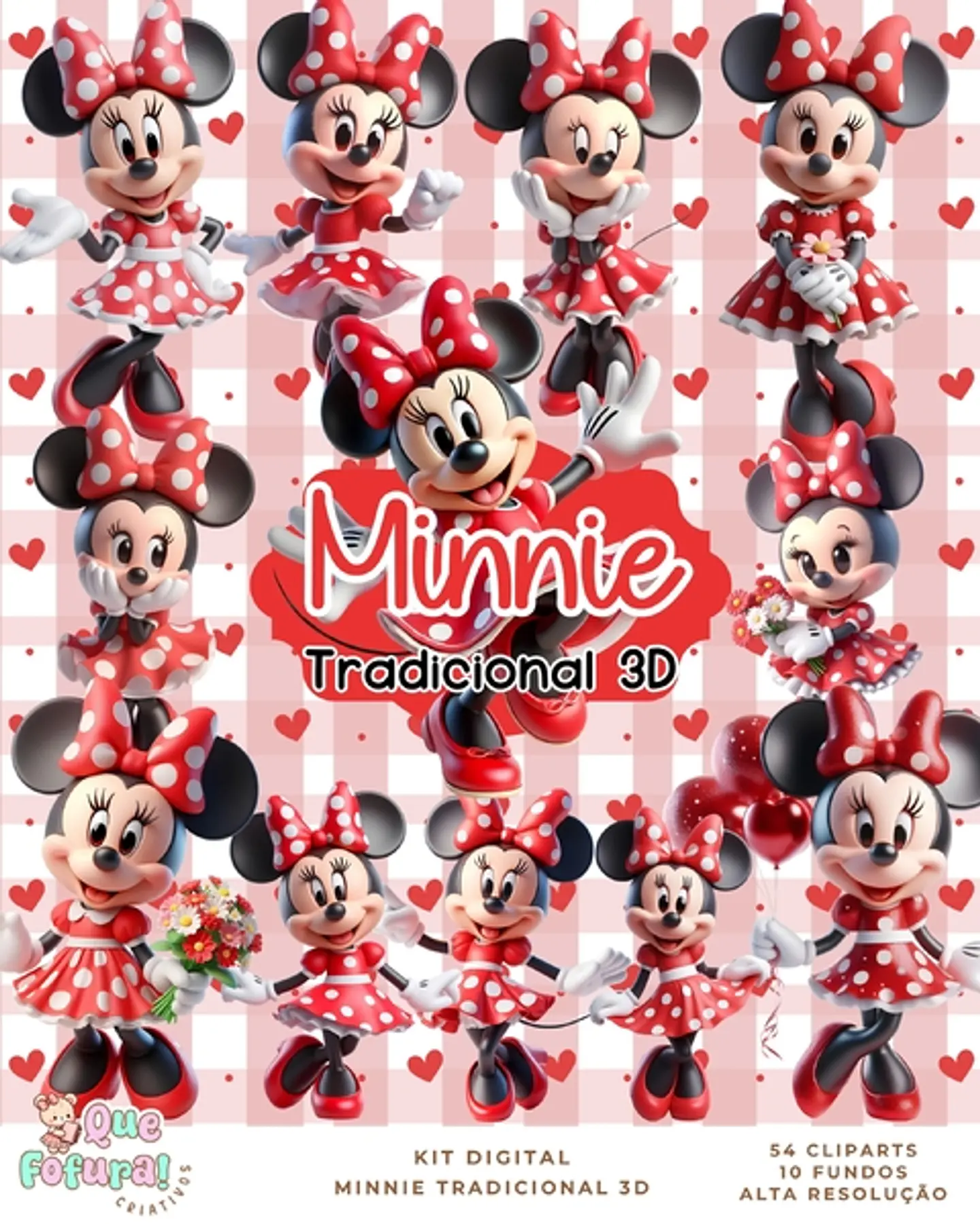Kit Digital Minnie Vermelha 3d 66 1