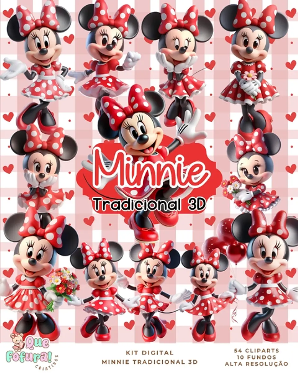 Kit Digital Minnie Vermelha 3d 66 1