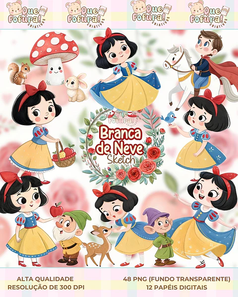 Kit Digital Branca de Neve Cartoon 14