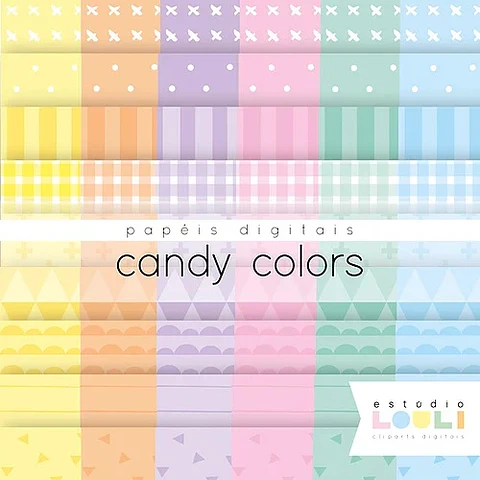 Kit Digital Papeis Basicos Candy Colors 15