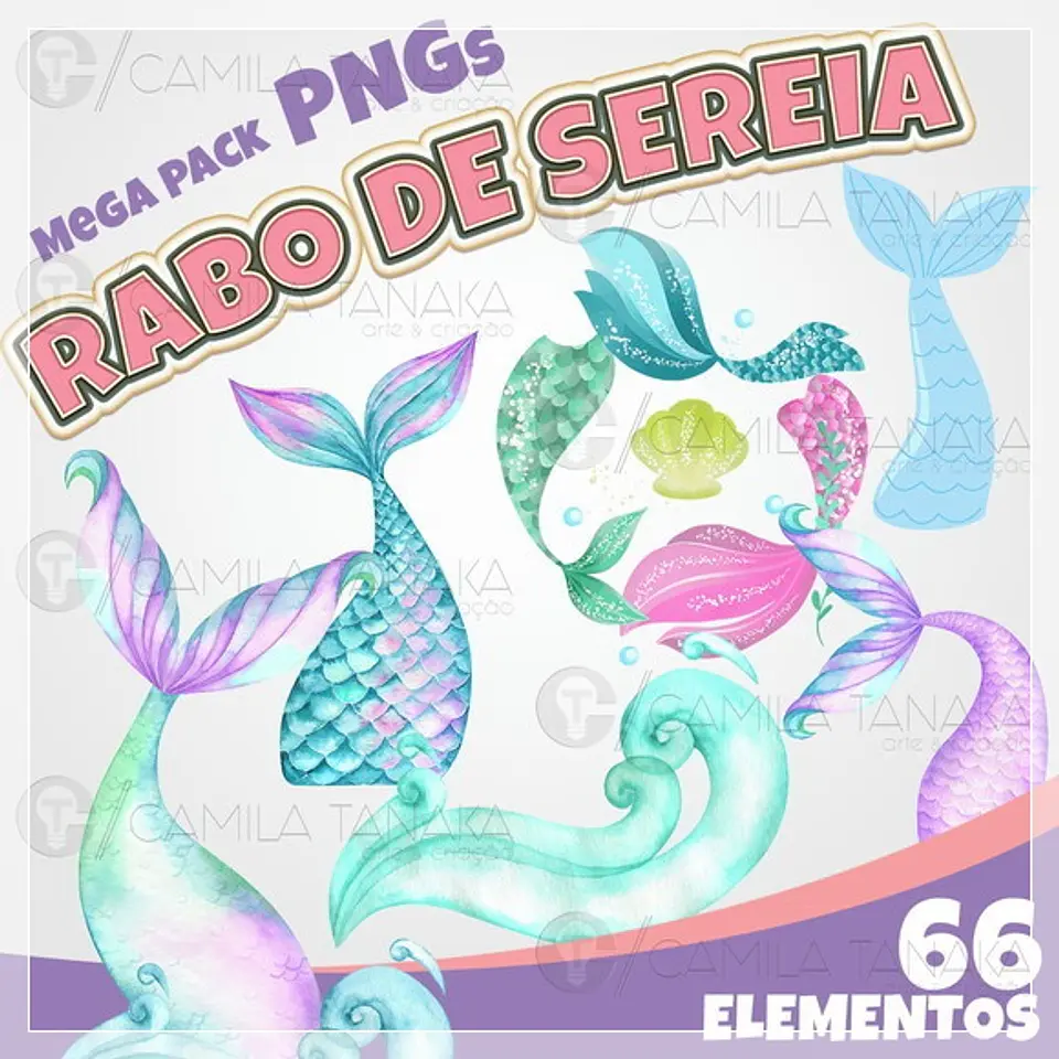 Kit Digital Rabo de Sereia Aquarela 62 1