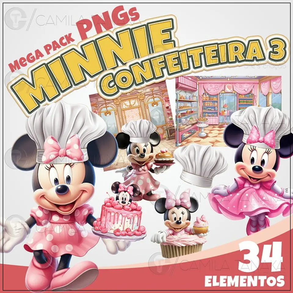 Kit Digital Minnie Confeiteira Festa 60 1