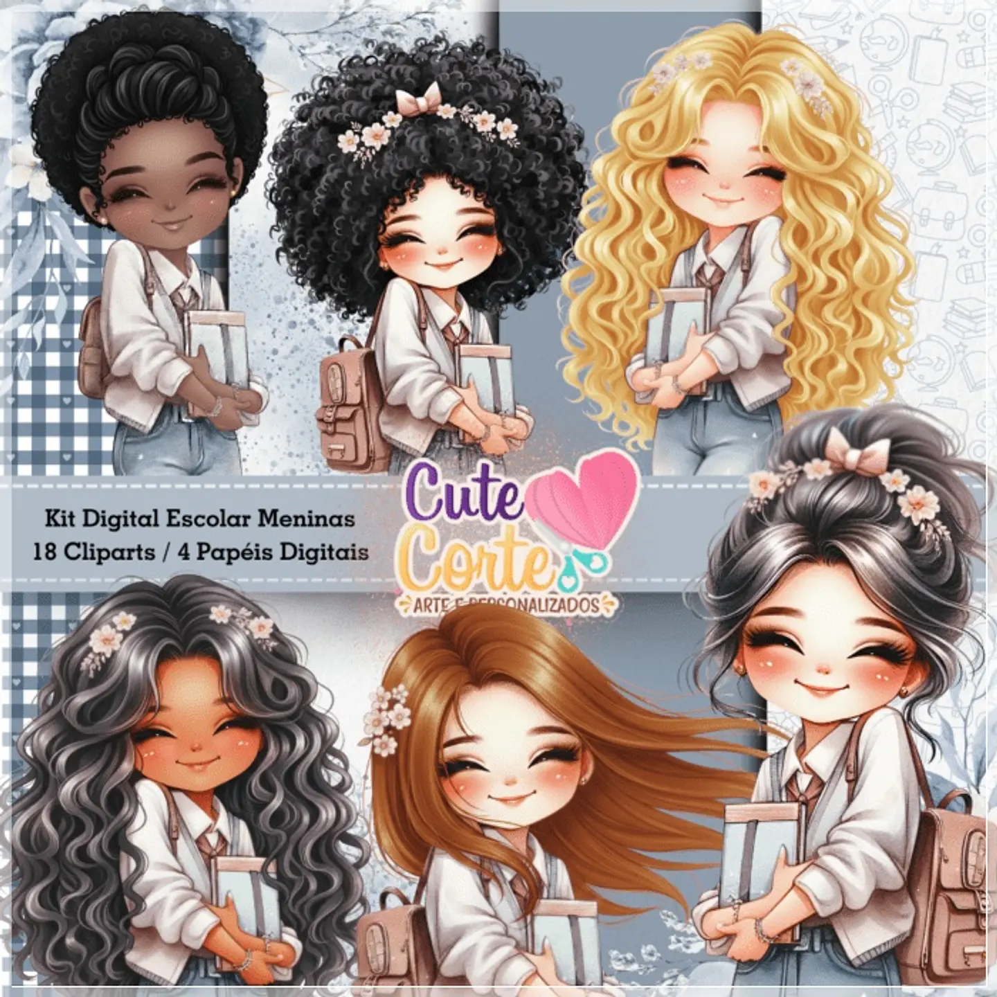 Kit Digital Escolar Meninas 5 1