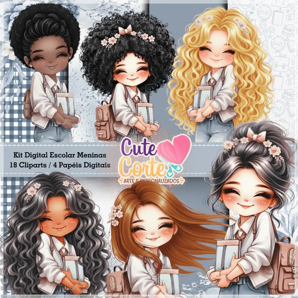 Kit Digital Escolar Meninas 5 1