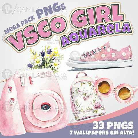 Kit Digital Vsco Girl Aquarela 150
