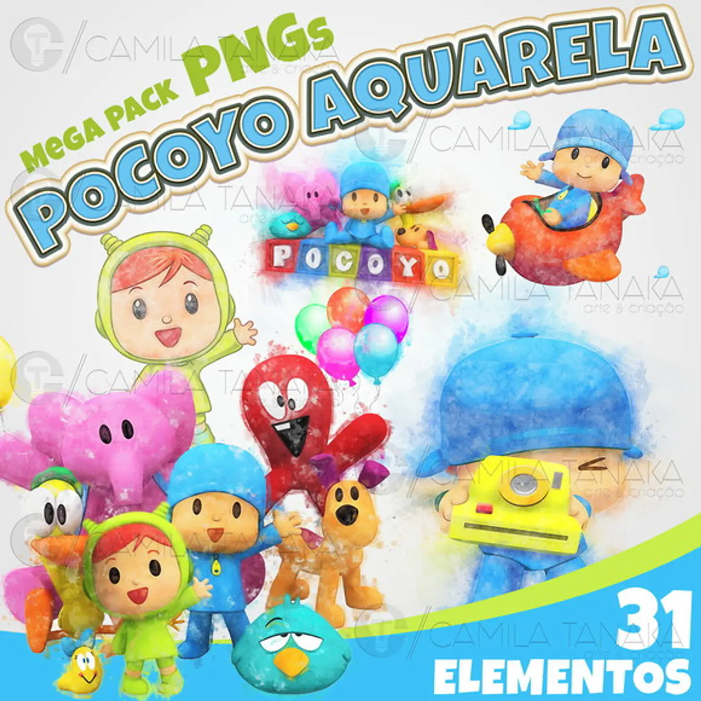 Kit Digital Pocoyo Aquarela 61 1