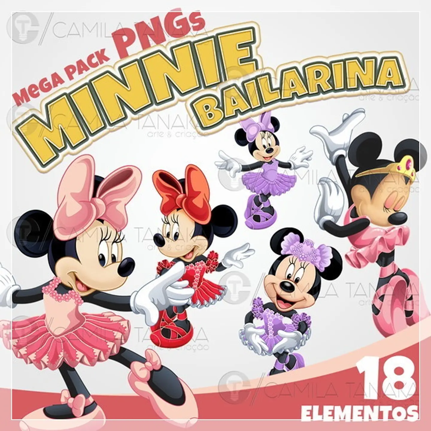 Kit Digital Minnie Bailarina Minnie Rosa 58 1