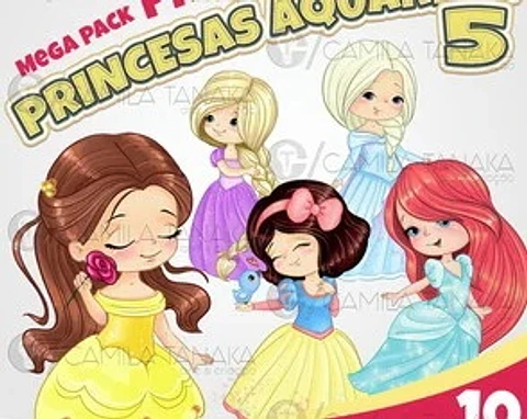 Kit Digital Pack Princesas Disney Aquarela 5 129