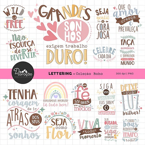 Kit Digital Boho Cute Lettering 16