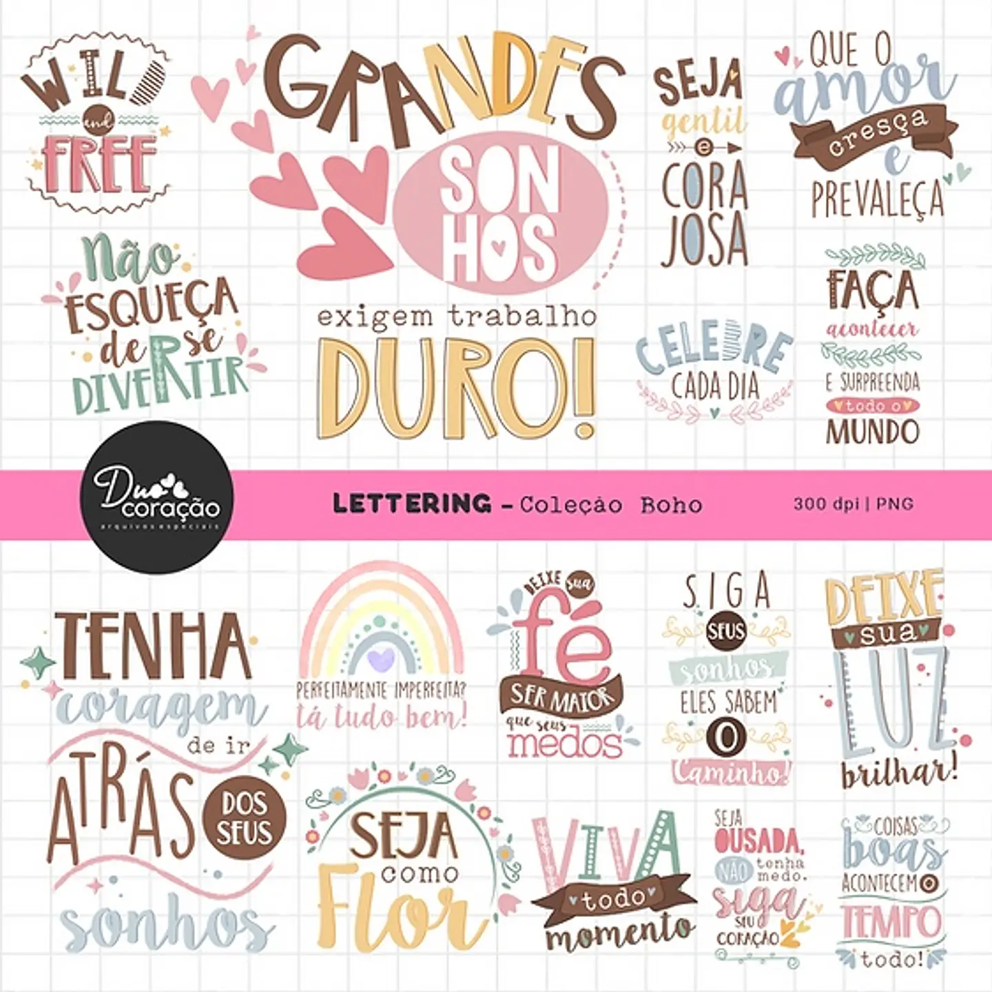 Kit Digital Boho Cute Lettering 16 1