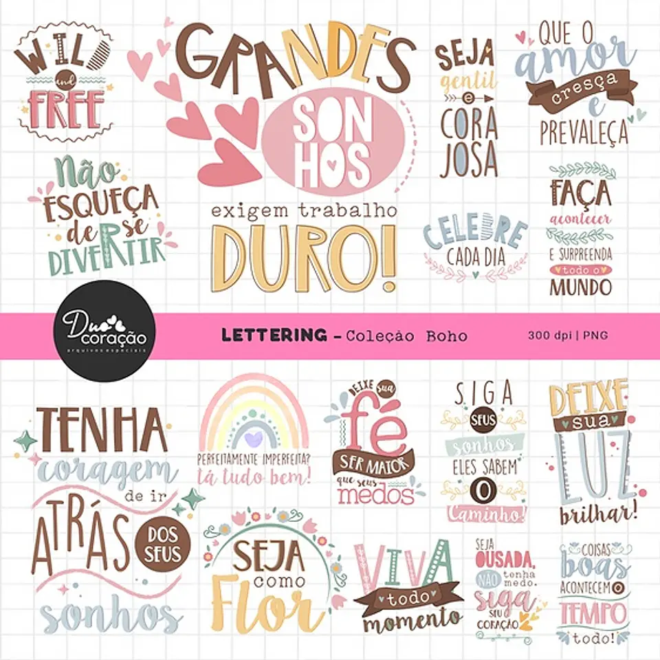 Kit Digital Boho Cute Lettering 16 1