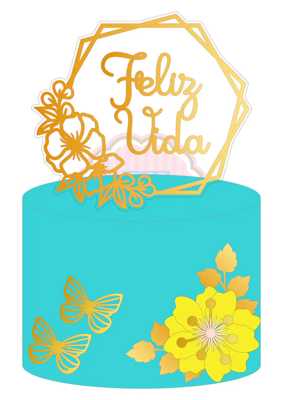 Arquivo de Corte Topo de Bolo Feliz Aniversário 55 1