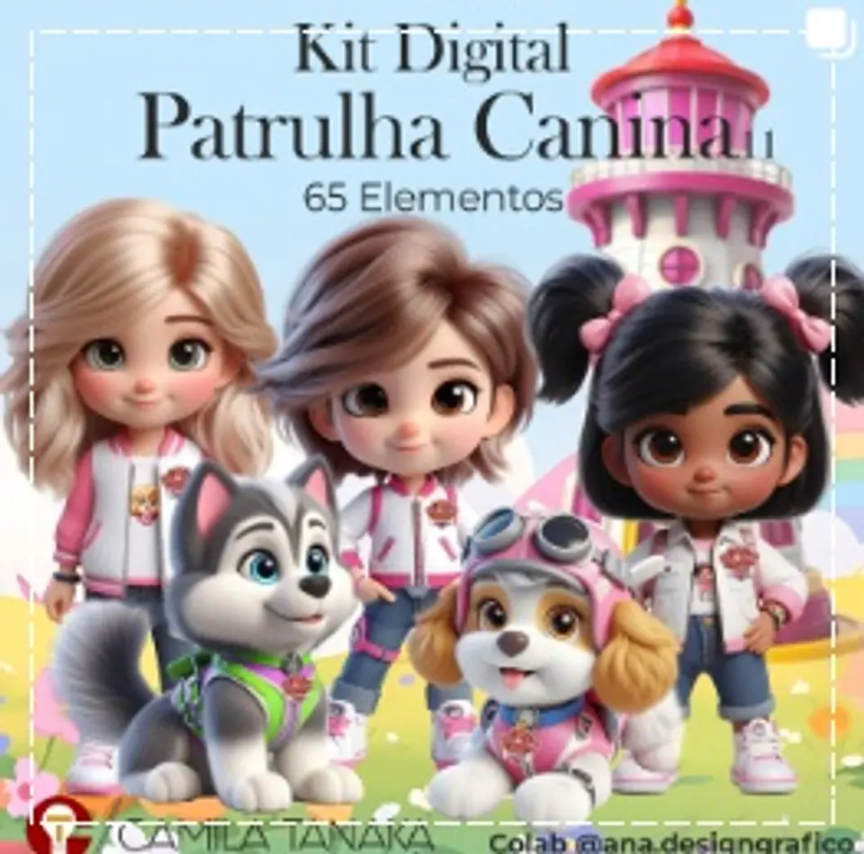 Kit Digital Patrulha Canina Rosa 137 1