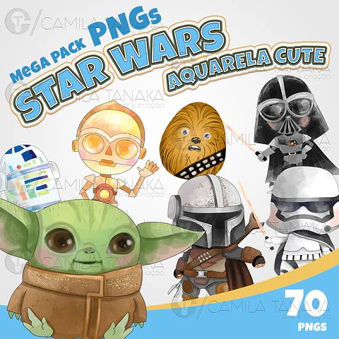 Kit Digital Star Wars Cute Aquarela 142