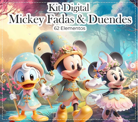 Kit Digital Mickey Fadas e Duendes Ia 101